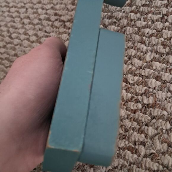 Blue Painted Wooden Resting Cat Decor Folk Art - Picture 4 of 7